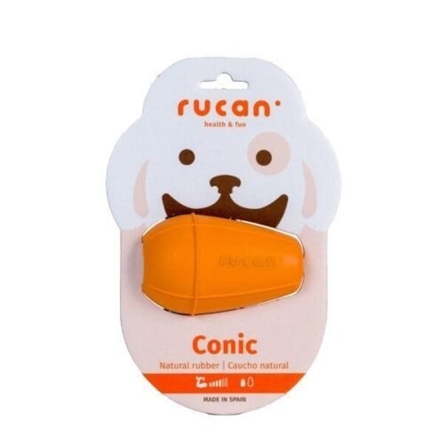 conic naranja dureza media — juguetes de caucho natural para perros. resistentes y seguro
