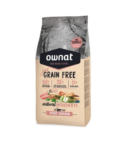 ow just grain free adult chicken cat saco front l